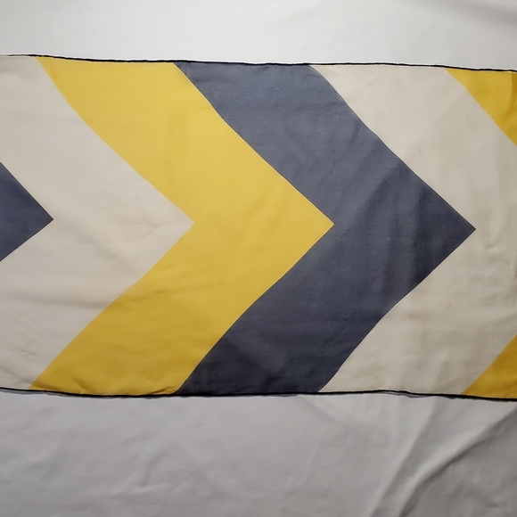 Semi-transparent White Navy and Yellow Chevron Print Vintage Silk Scarf - Picture 14 of 15